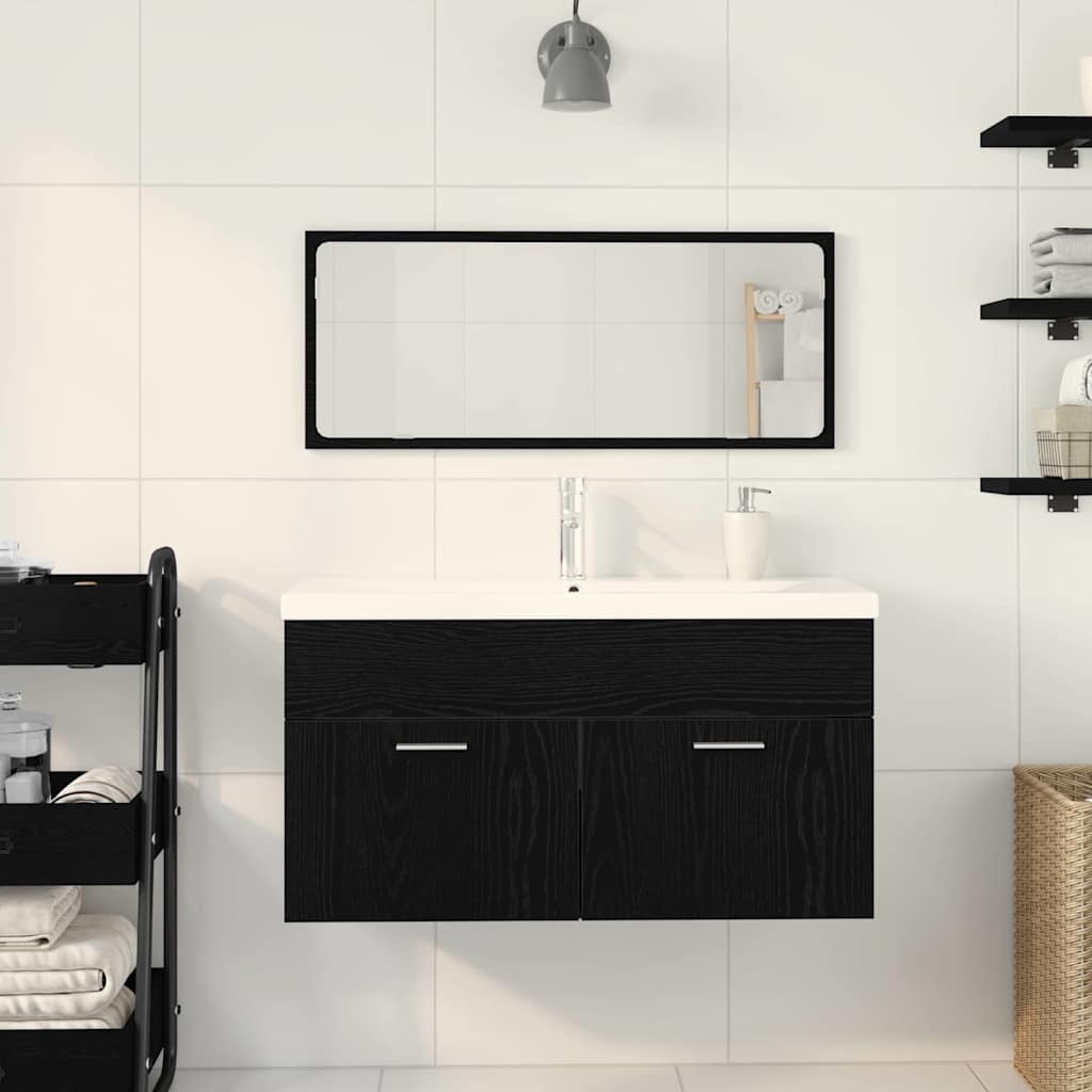vidaXL Bathroom Furniture Set 3 pcs Black Oak Engineered Wood 4