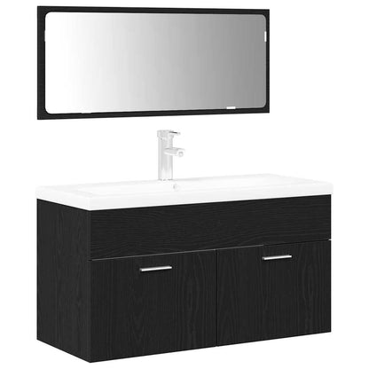 vidaXL Bathroom Furniture Set 3 pcs Black Oak Engineered Wood 2
