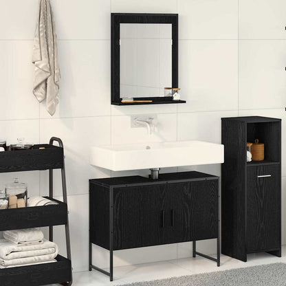 2 Piece Bathroom Cabinet Set Engineered Wood Black oak
