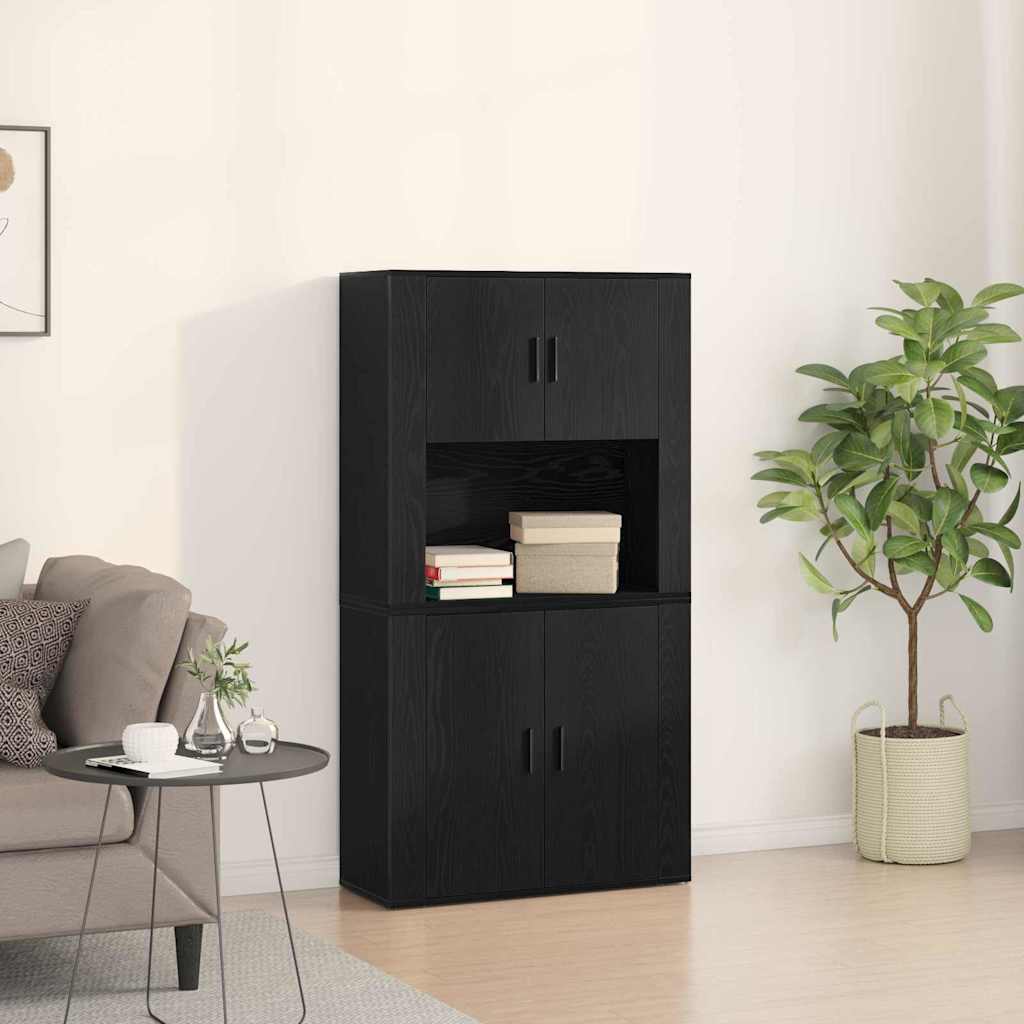 Highboard Engineered Wood Black oak
