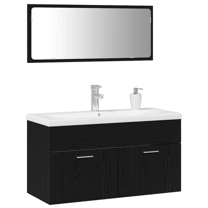vidaXL Bathroom Furniture Set 3 pcs Black Oak Engineered Wood 3