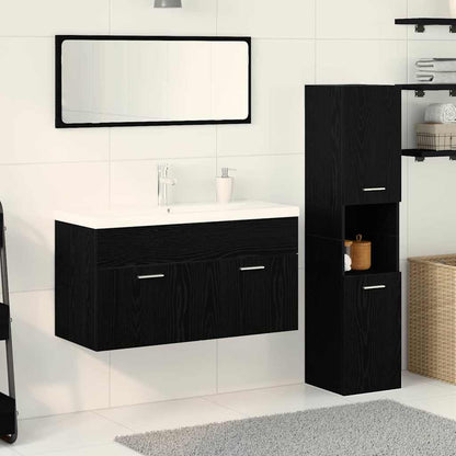 vidaXL Bathroom Furniture Set 4 pcs Black Oak Engineered Wood 1