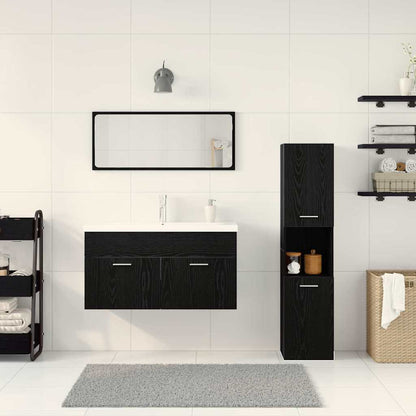 vidaXL Bathroom Furniture Set 4 pcs Black Oak Engineered Wood 4