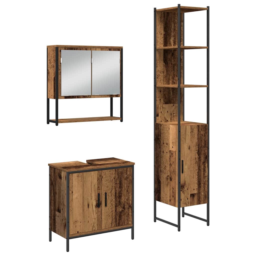 vidaXL Bathroom Furniture Set 3 pcs Brown Engineered wood 2