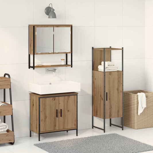 3 Piece Bathroom Furniture Set Engineered Wood Artisan oak