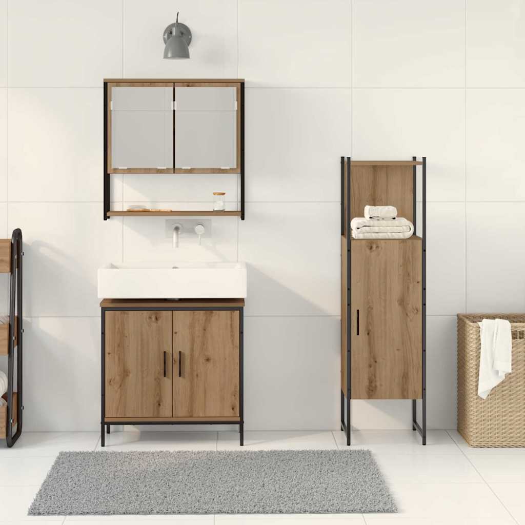 3 Piece Bathroom Furniture Set Engineered Wood Artisan oak