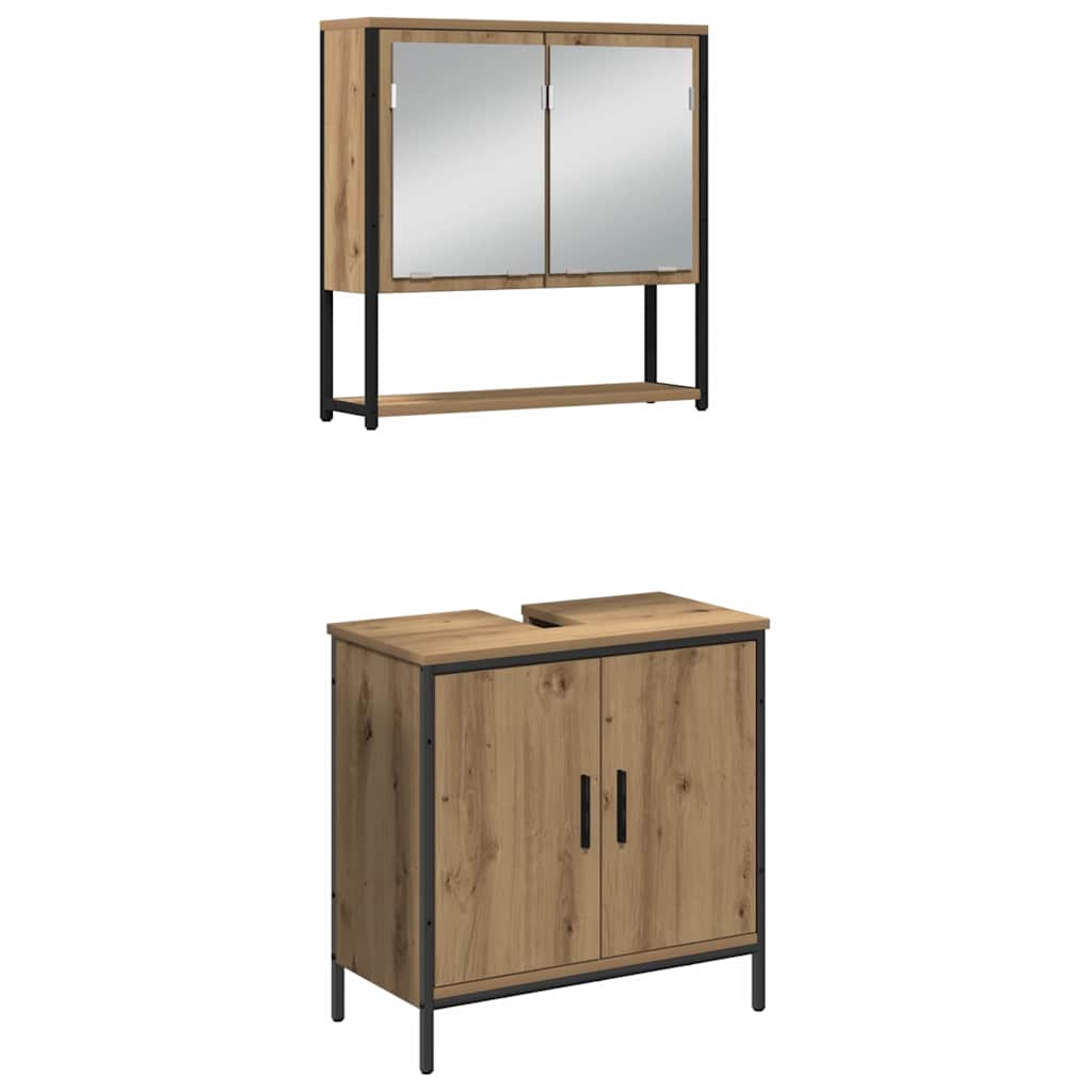 3 Piece Bathroom Furniture Set Engineered Wood Artisan oak