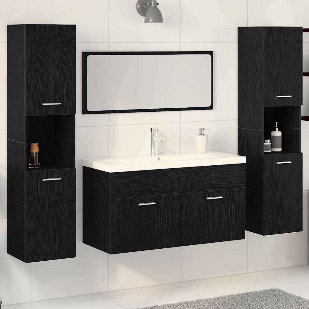 Bathroom Furniture Set Engineered Wood 90 x 38.5 x 46 cm Black oak