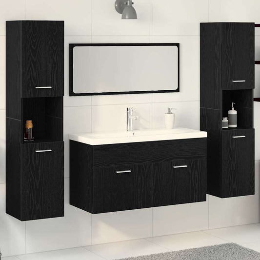 Bathroom Furniture Set Engineered Wood 90 x 38.5 x 46 cm Black oak