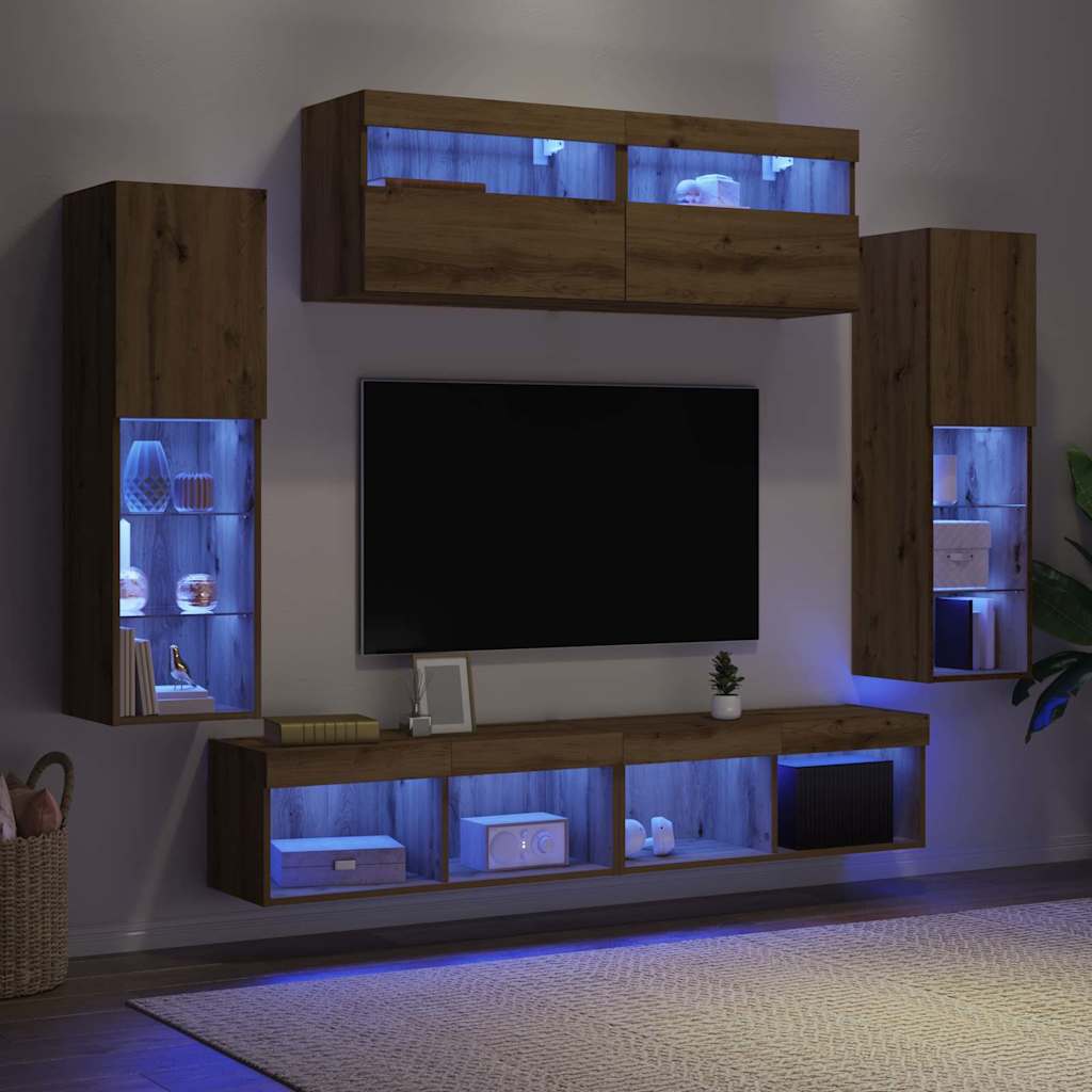 vidaXL TV Cabinet Set 6 pcs Artisan oak Engineered wood 6