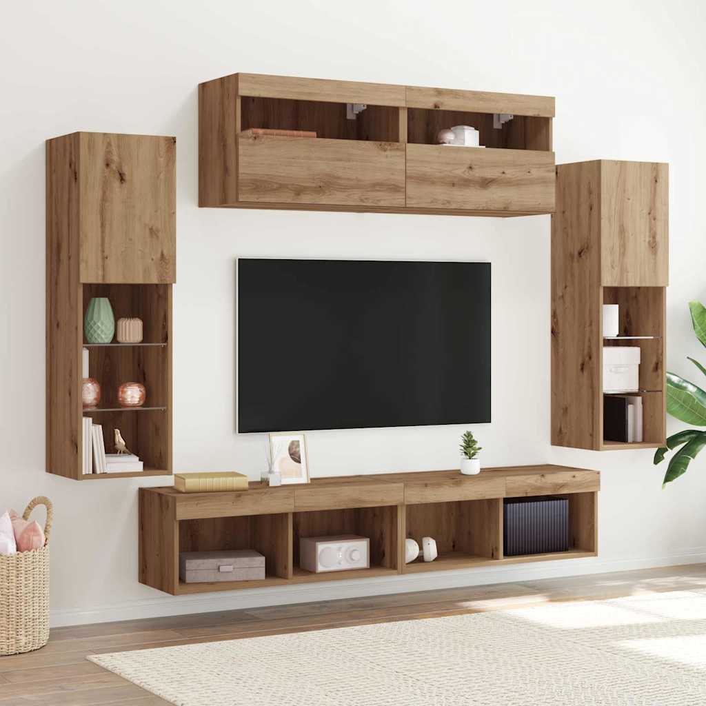 vidaXL TV Cabinet Set 6 pcs Artisan oak Engineered wood 1