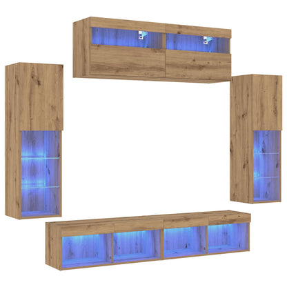 vidaXL TV Cabinet Set 6 pcs Artisan oak Engineered wood 2