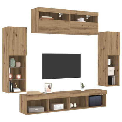 vidaXL TV Cabinet Set 6 pcs Artisan oak Engineered wood 3