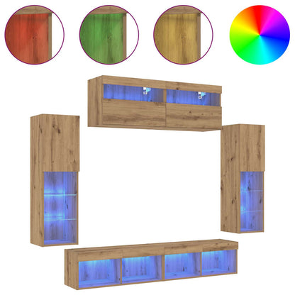 vidaXL TV Cabinet Set 6 pcs Artisan oak Engineered wood 4