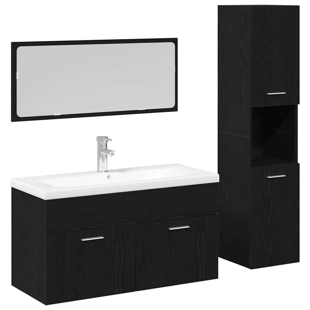Bathroom Furniture Set Engineered Wood 90 x 38.5 x 46 cm Black oak