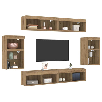 vidaXL TV Cabinet Set 8 pcs Artisan oak Engineered wood 3
