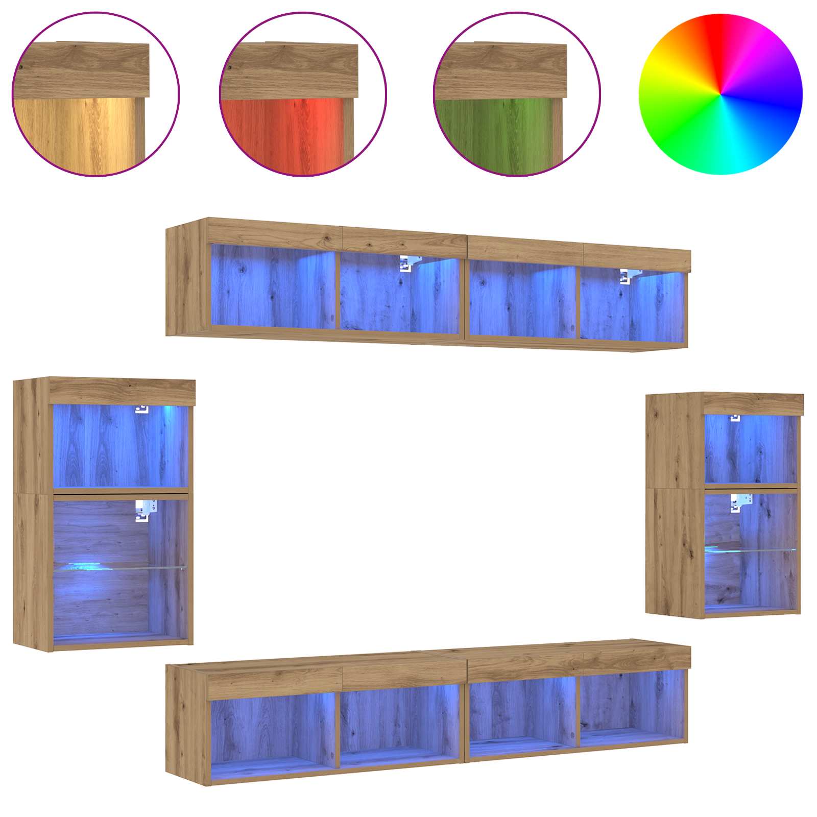 vidaXL TV Cabinet Set 8 pcs Artisan oak Engineered wood 4