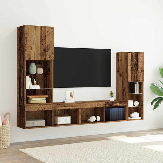 vidaXL TV Cabinet 4 pcs Old wood Engineered wood 1