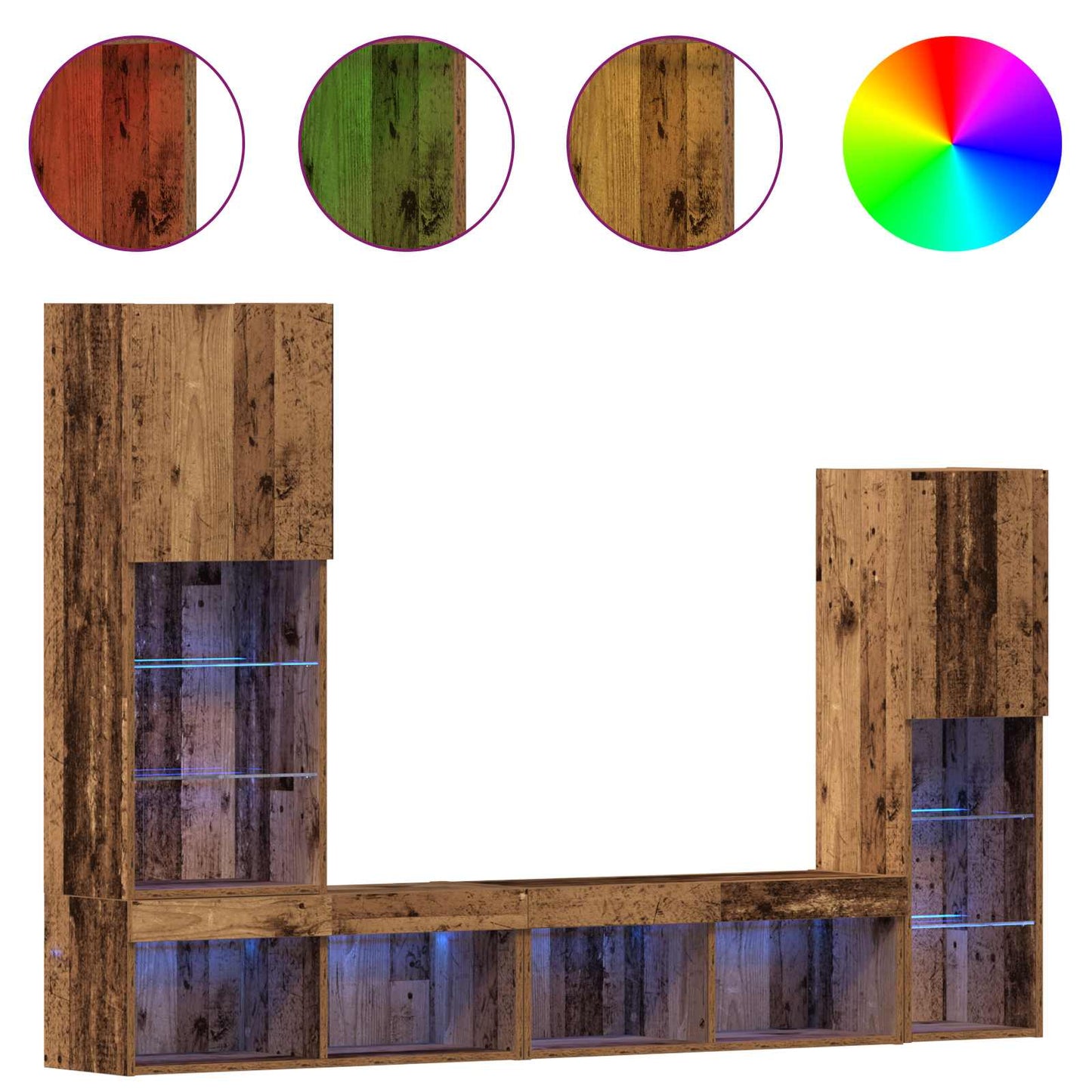 vidaXL TV Cabinet 4 pcs Old wood Engineered wood 4