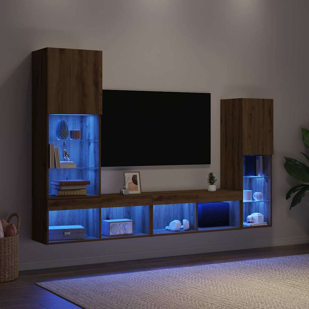 vidaXL TV Cabinet 4 pcs Artisan oak Engineered wood 5