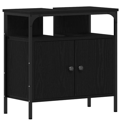3 Piece Bathroom Cabinet Set Engineered Wood Black oak