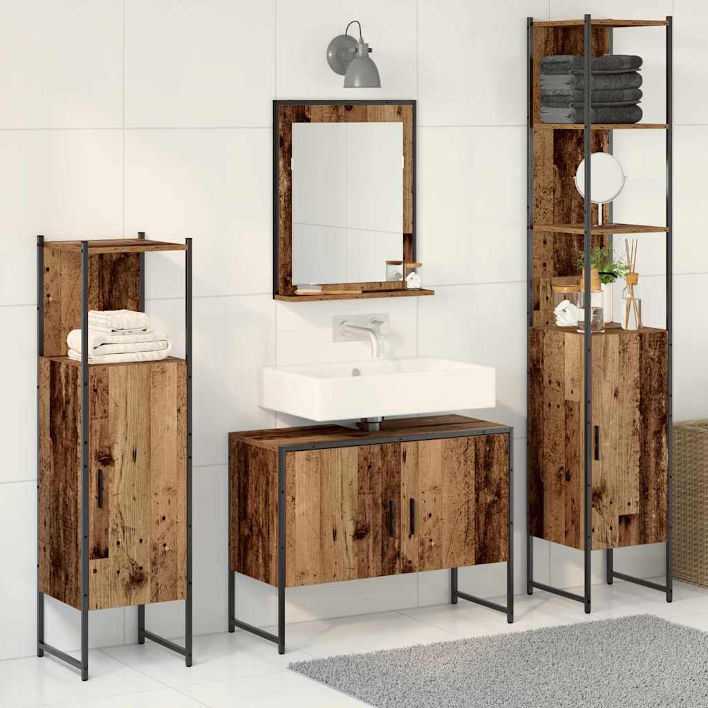 vidaXL Bathroom Furniture Set 4 pcs Brown Engineered wood 1