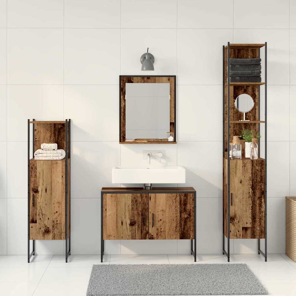 vidaXL Bathroom Furniture Set 4 pcs Brown Engineered wood 4