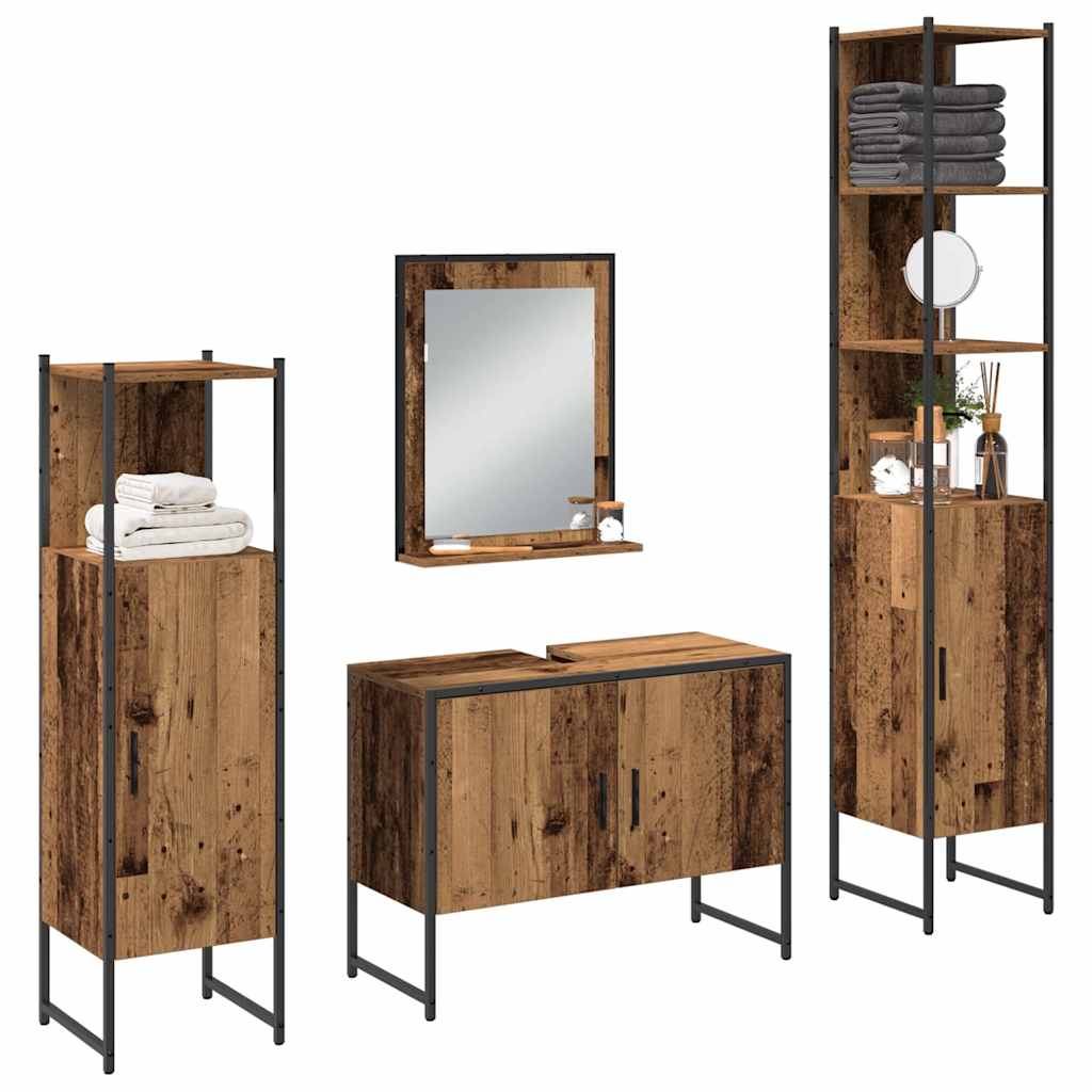 vidaXL Bathroom Furniture Set 4 pcs Brown Engineered wood 3
