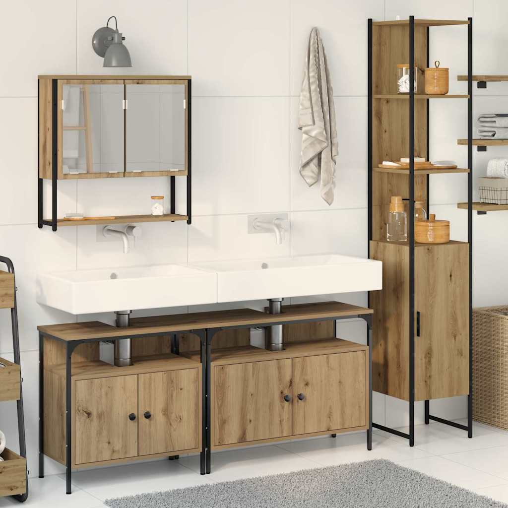 vidaXL Bathroom Furniture Set 4 pcs Artisan Oak Engineered Wood 1