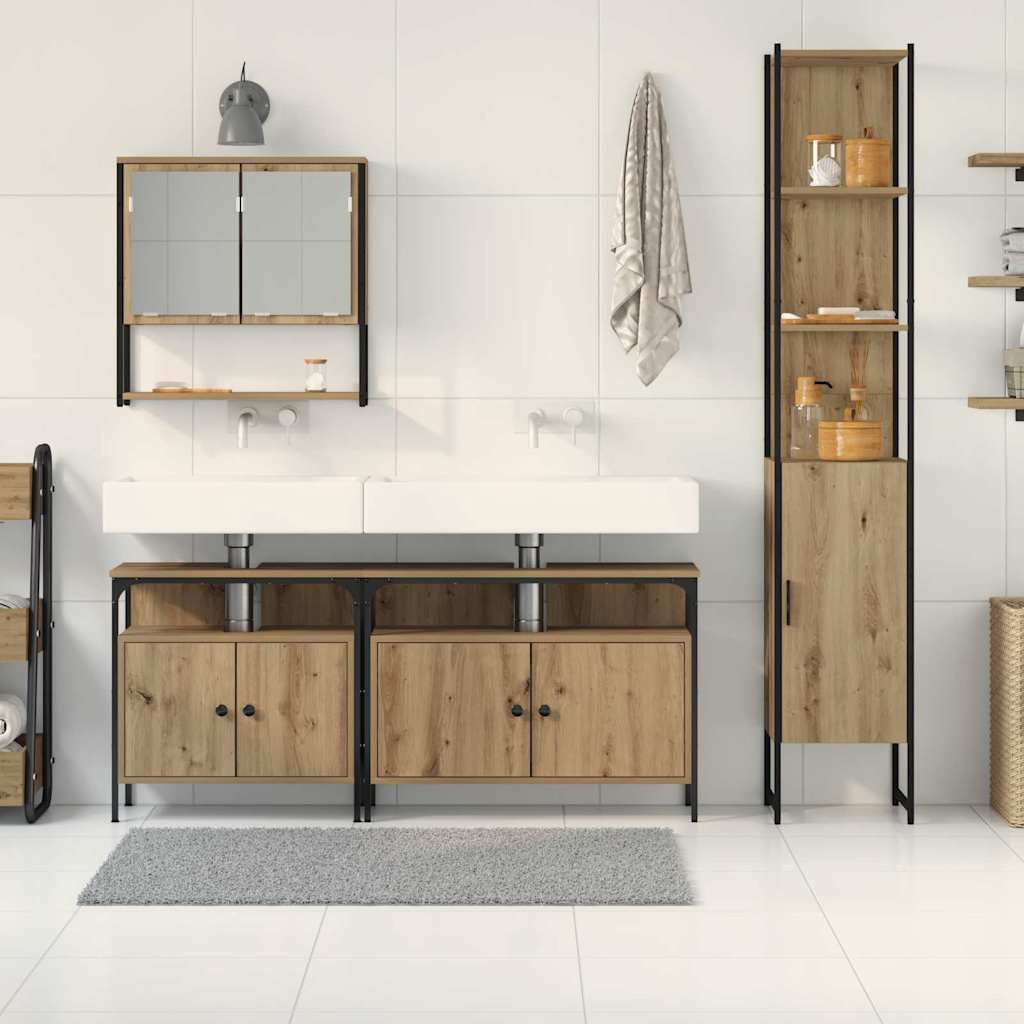 vidaXL Bathroom Furniture Set 4 pcs Artisan Oak Engineered Wood 4