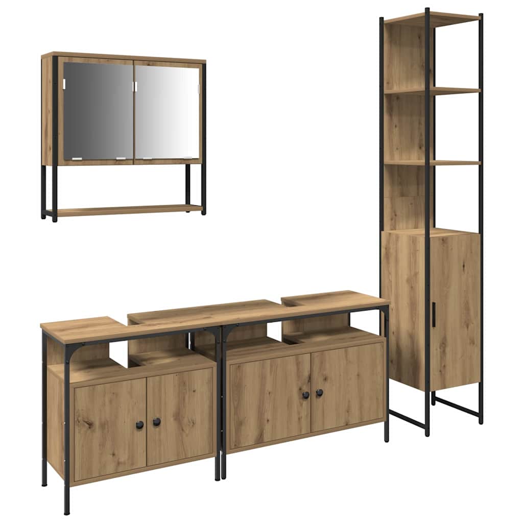 vidaXL Bathroom Furniture Set 4 pcs Artisan Oak Engineered Wood 2