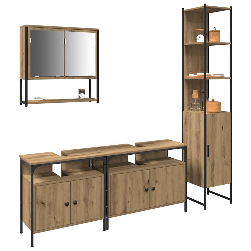 vidaXL Bathroom Furniture Set 4 pcs Artisan Oak Engineered Wood 3
