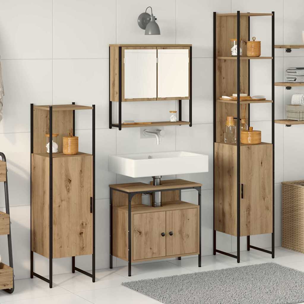 vidaXL Bathroom Furniture Set 4 pcs Artisan Oak Engineered Wood 1