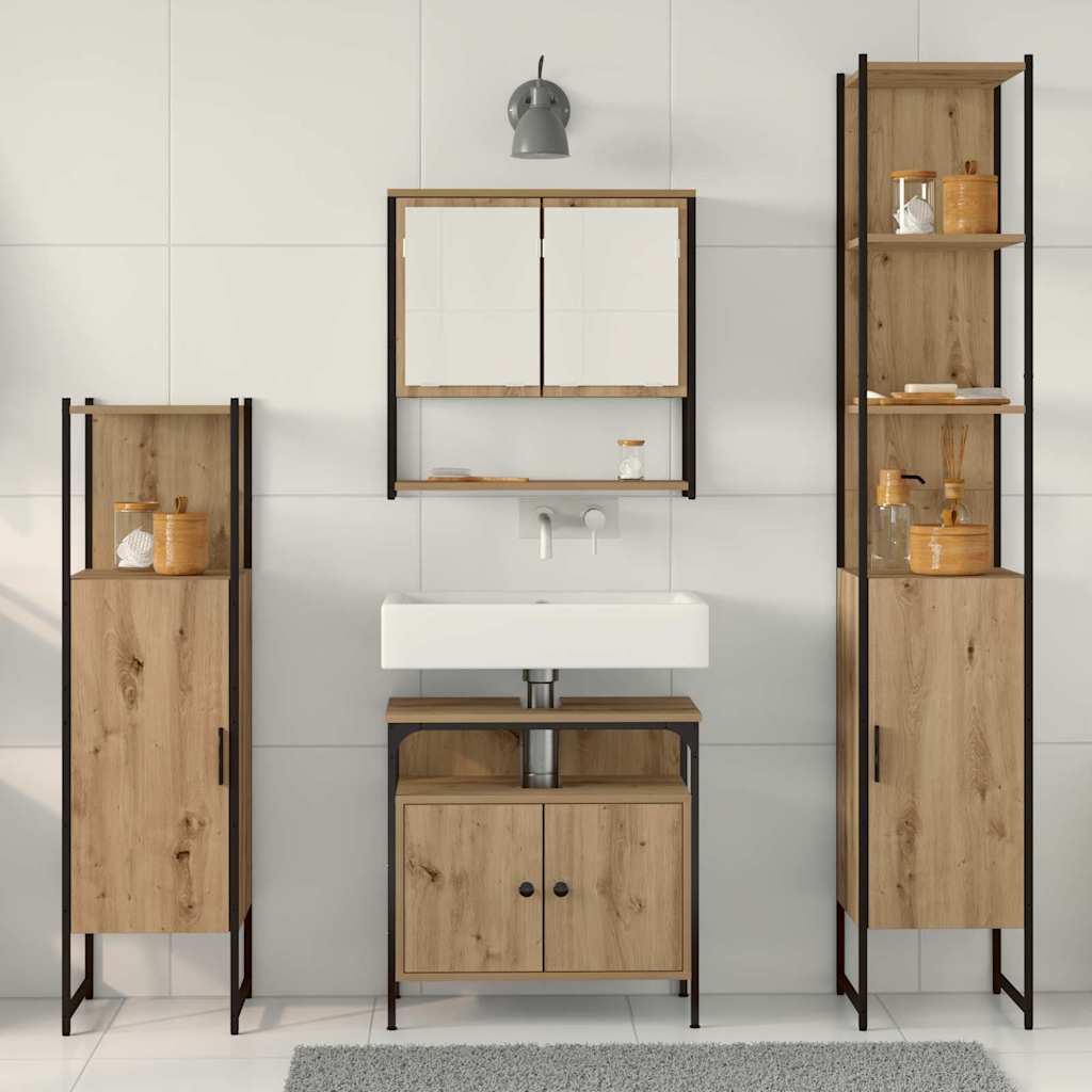 vidaXL Bathroom Furniture Set 4 pcs Artisan Oak Engineered Wood 4