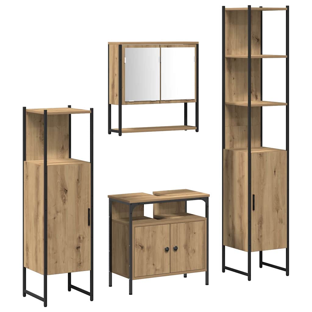 vidaXL Bathroom Furniture Set 4 pcs Artisan Oak Engineered Wood 2