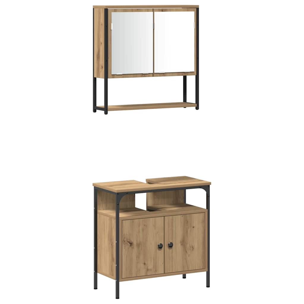 vidaXL Bathroom Furniture Set 4 pcs Artisan Oak Engineered Wood 6