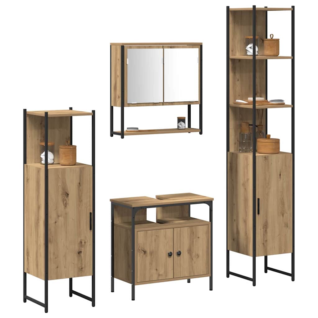 vidaXL Bathroom Furniture Set 4 pcs Artisan Oak Engineered Wood 3