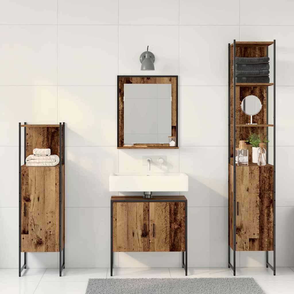 vidaXL Bathroom Furniture Set 4 pcs Brown Engineered wood 4