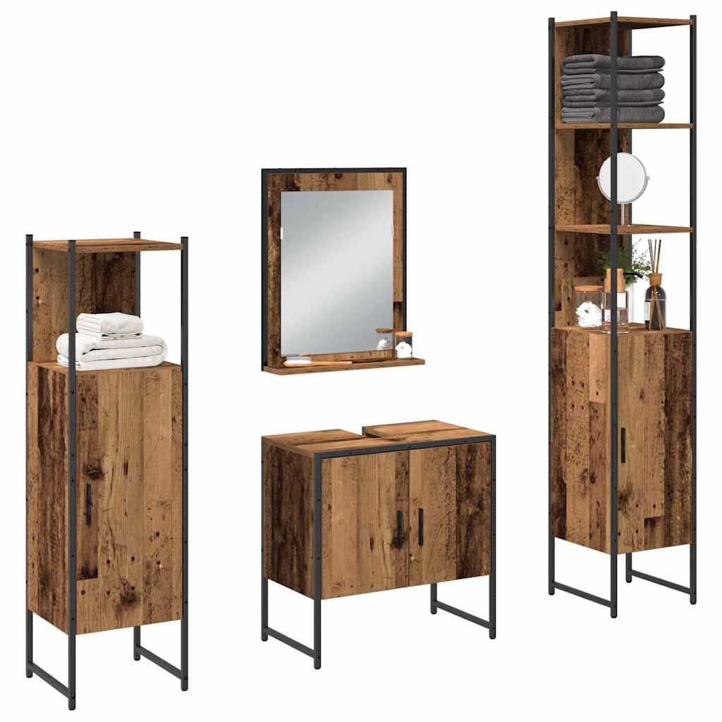 vidaXL Bathroom Furniture Set 4 pcs Brown Engineered wood 3