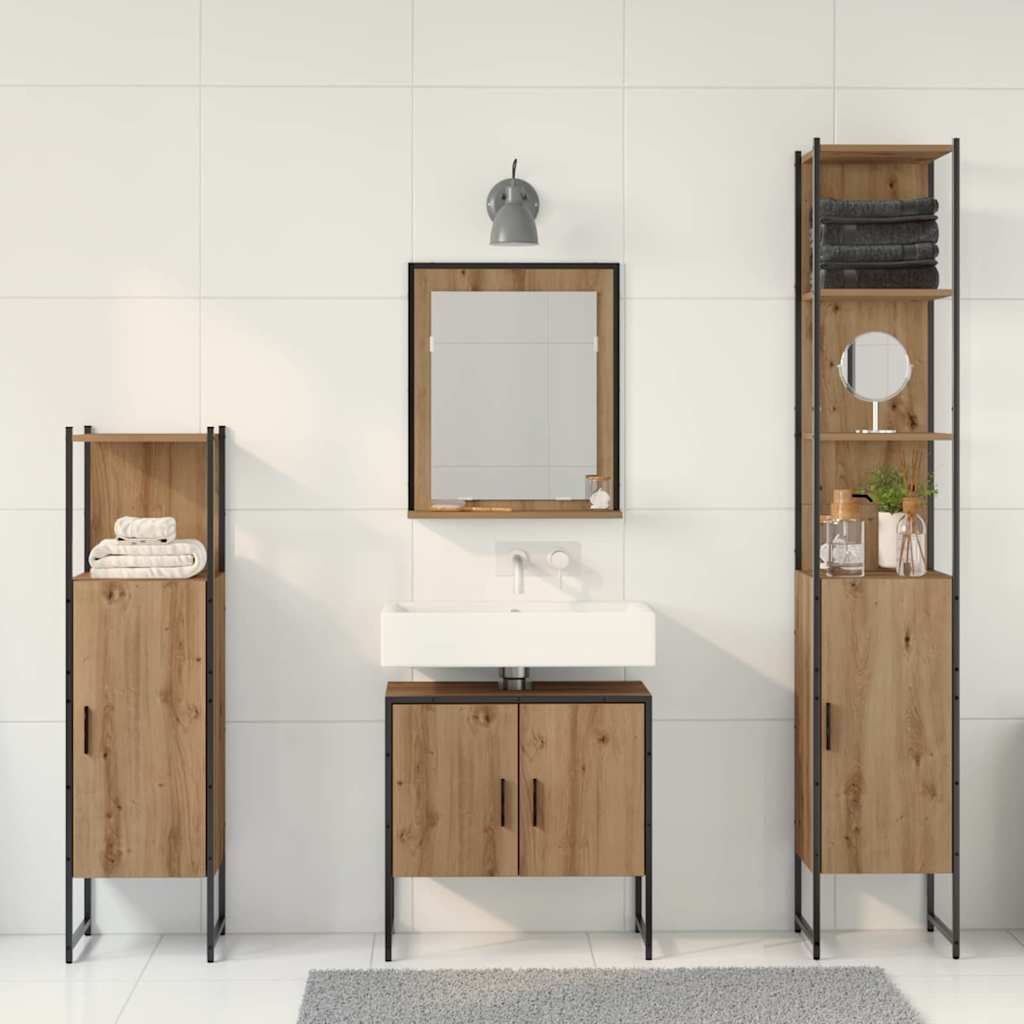 vidaXL Bathroom Furniture Set 4 pcs Brown Engineered wood 4