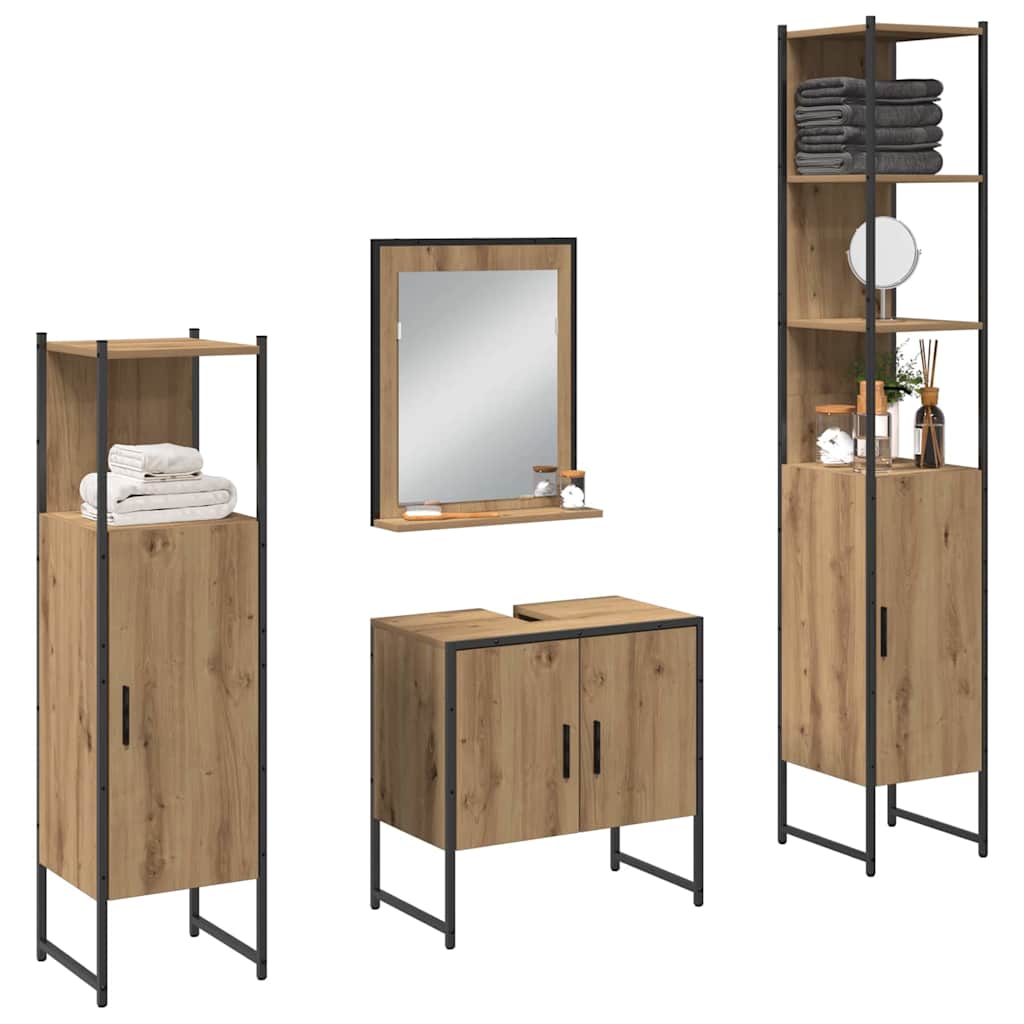 vidaXL Bathroom Furniture Set 4 pcs Brown Engineered wood 3