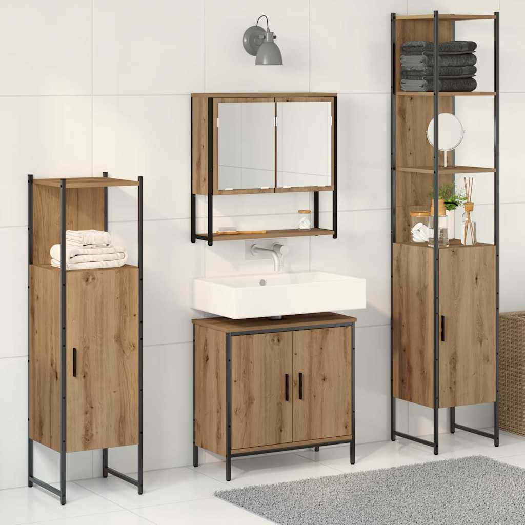 vidaXL Bathroom Furniture Set 4 pcs Brown Engineered wood 1