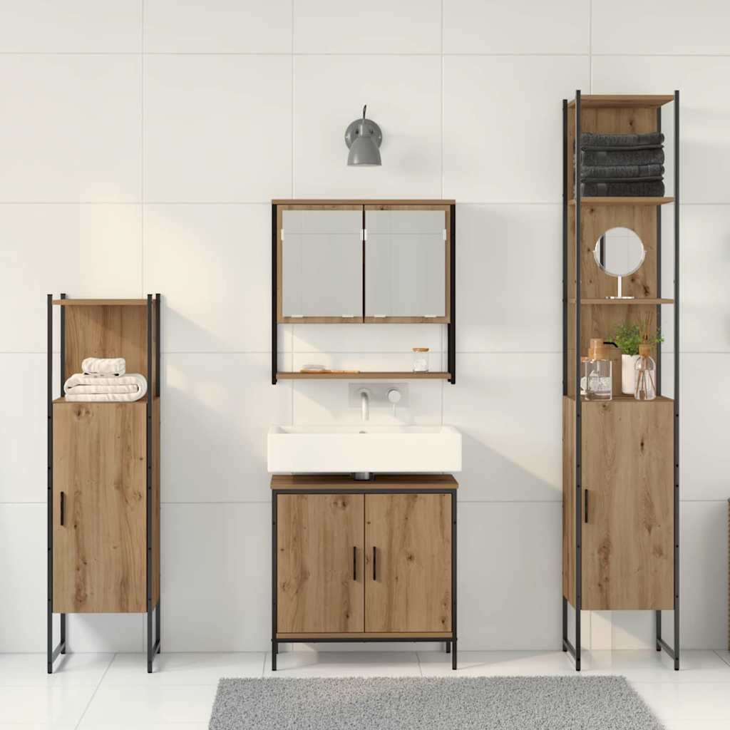 vidaXL Bathroom Furniture Set 4 pcs Brown Engineered wood 4