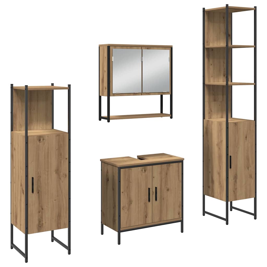 vidaXL Bathroom Furniture Set 4 pcs Brown Engineered wood 2
