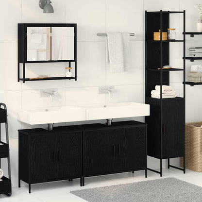 vidaXL Bathroom Furniture Set 4 pcs Black Engineered wood 1