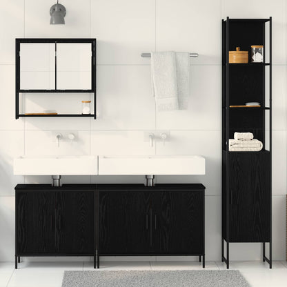 vidaXL Bathroom Furniture Set 4 pcs Black Engineered wood 4