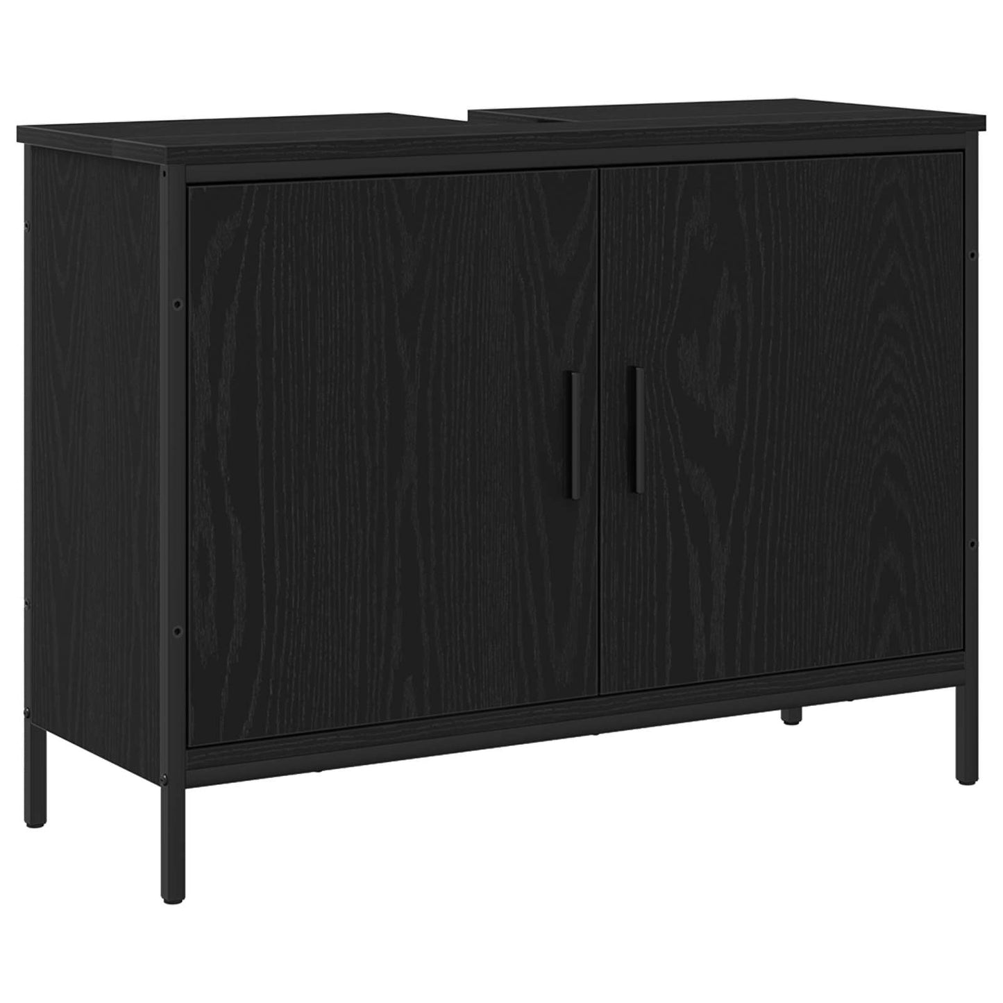 vidaXL Bathroom Furniture Set 4 pcs Black Engineered wood 5