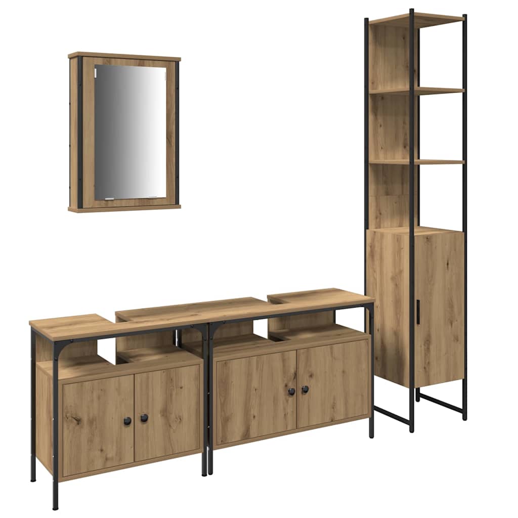 vidaXL Bathroom Furniture Set 4 pcs Artisan Oak Engineered Wood 2
