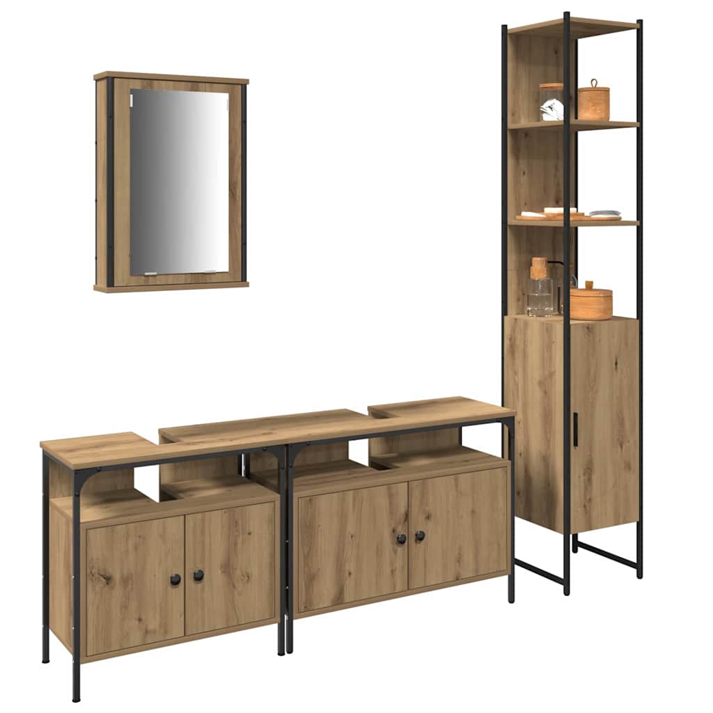 vidaXL Bathroom Furniture Set 4 pcs Artisan Oak Engineered Wood 3