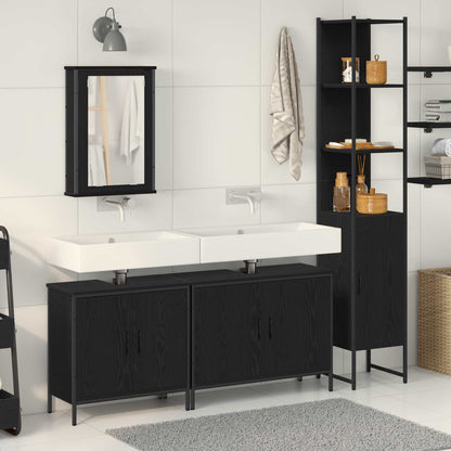vidaXL Bathroom Furniture Set 4 pcs Black Engineered wood 1